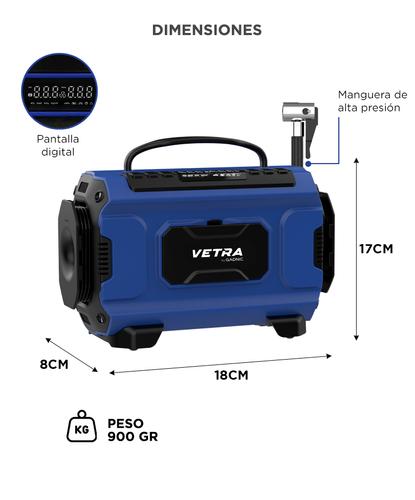 Inflador Portátil Vetra by Gadnic 150 PSI Compresor de Aire Luz Led LCD Multiuso Compacto  - 5