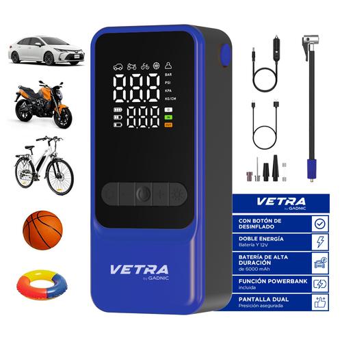 Inflador Portátil Vetra By Gadnic 150 PSI Digital Bateria Recargable Función Desinflado Linterna LED - 0