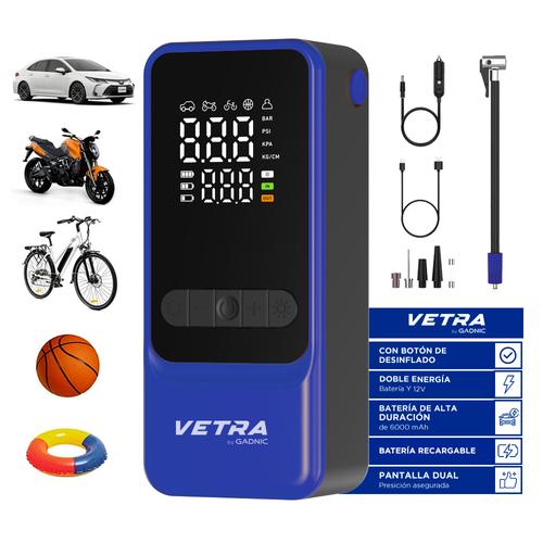Inflador Portátil Vetra By Gadnic 150 PSI Digital Bateria Recargable Función Desinflado Linterna LED - 0
