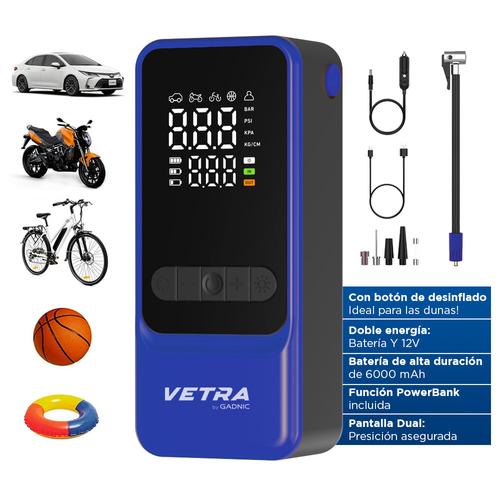 Inflador Portátil Vetra by Gadnic Función Desinflado 150 PSI Con Linterna  - 0