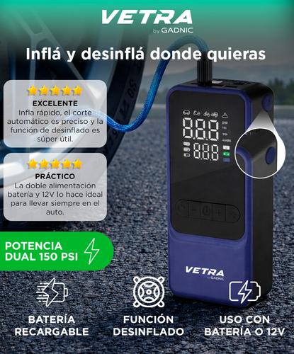 Inflador Portátil Vetra By Gadnic 150 PSI Digital Bateria Recargable Función Desinflado Linterna LED - 1