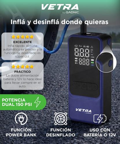 Inflador Portátil Vetra by Gadnic Función Desinflado 150 PSI Con Linterna  - 1
