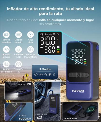 Inflador Portátil Vetra by Gadnic Función Desinflado 150 PSI Con Linterna  - 3
