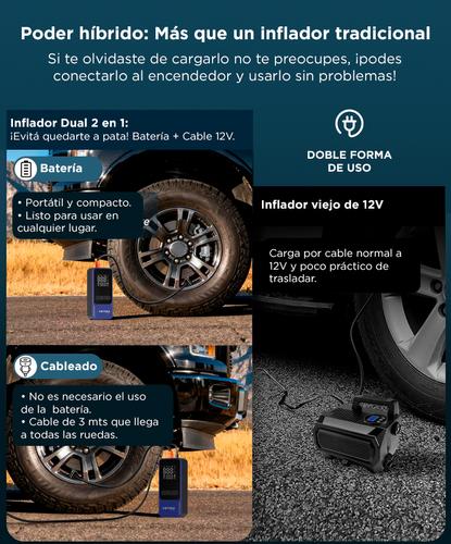 Inflador Portátil Vetra By Gadnic 150 PSI Digital Bateria Recargable Función Desinflado Linterna LED - 4
