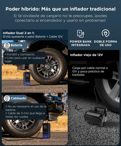 Inflador Portátil Vetra by Gadnic Función Desinflado 150 PSI Con Linterna  - 4