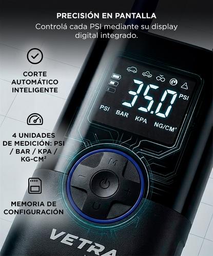 Inflador De Neumáticos Inalámbrico Vetra By Gadnic 150 PSI Recargable Para Auto Y Moto Compresor  - 2
