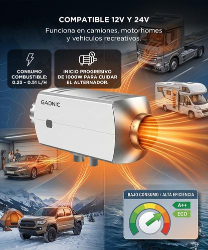 Calentador de Aire Diesel GADNIC Para Vehículos 5KW 12V 24V Aluminio Calefacción   - 2