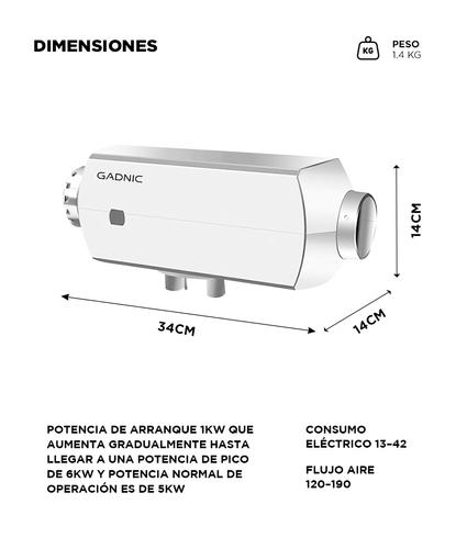 Calentador de Aire Diesel GADNIC Para Vehículos 5KW 12V 24V Aluminio Calefacción   - 5