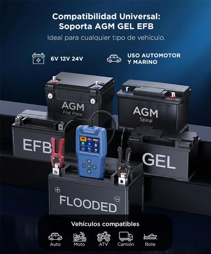 Tester de Arranque Analizador de Batería VETRA  By Gadnic 24V 12V 6V Diagnóstico Completo - 2