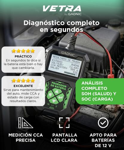 Tester de Arranque de Batería VETRA By Gadnic 12V Diagnóstico Completo - 1