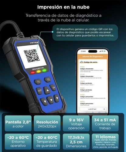 Scanner Batería OBD2 VETRA By Gadnic  Diagnóstico Motor  Multilenguaje - 2