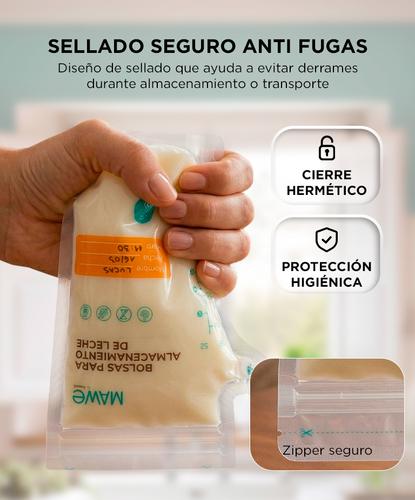 Bolsas De Almacenamiento Leche Materna Mawe By Gadnic 100 Unidades Cierre Hermético Contenedoras  - 2