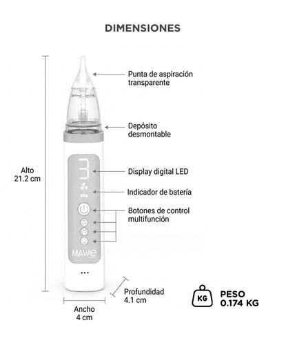 Aspirador Nasal Para Bebés Mawe by Gadnic Eléctrico Recargable  Con Música y Luces - 5