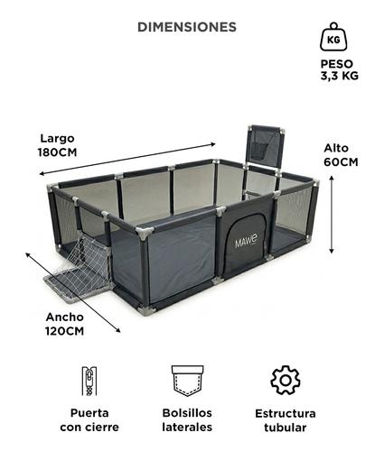 Corralito Bebe Mawe by Gadnic Plegable Tela Oxford Aro Basquet Red Futbol - 5