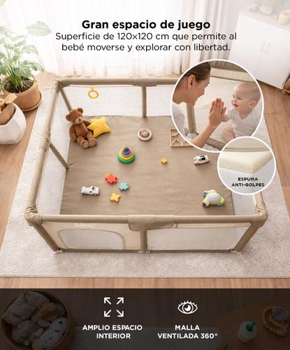 Corral Para Bebes Mawe By Gadnic 120cm Alfombra Anillos De Agarre Espuma Protectora - 2