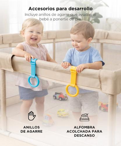 Corral Para Bebes Mawe By Gadnic 120cm Alfombra Anillos De Agarre Espuma Protectora - 3