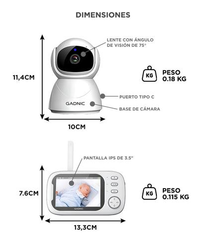 Baby Call Monitor De Bebé Gadnic Pantalla IPS 3.5