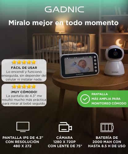 Baby Call Monitor De Bebé Gadnic Pantalla IPS 4.3 Pulgadas Cámara PTZ 720P Visión Nocturna Audio Bidireccional - 1