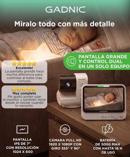 Baby Call Monitor De Bebé Gadnic Pantalla IPS 7 Pulgadas Cámara PTZ 1080P Con App Visión Nocturna - 1