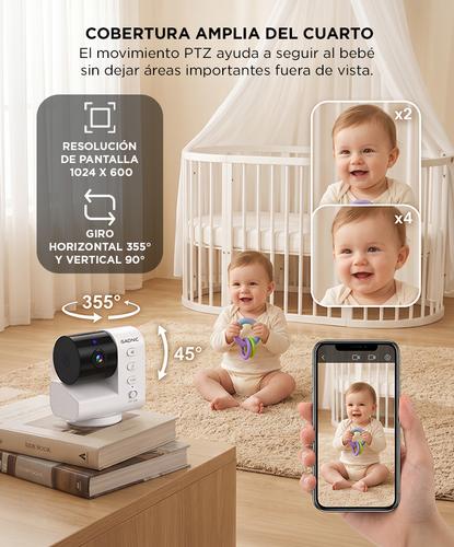 Baby Call Monitor De Bebé Gadnic Pantalla IPS 7 Pulgadas Cámara PTZ 1080P Con App Visión Nocturna - 2