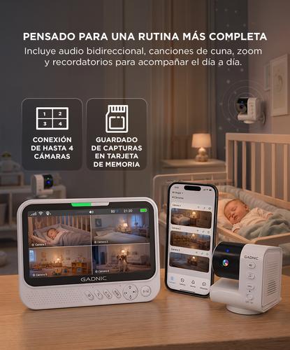 Baby Call Monitor De Bebé Gadnic Pantalla IPS 7 Pulgadas Cámara PTZ 1080P Con App Visión Nocturna - 3