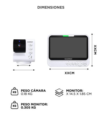Baby Call Monitor De Bebé Gadnic Pantalla IPS 7 Pulgadas Cámara PTZ 1080P Con App Visión Nocturna - 5