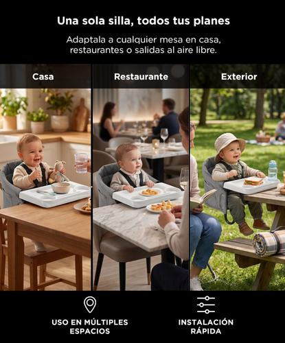 Silla De Comer Encastrable Gadnic Para Bebe Con Bandeja Arnés 5 Puntos Plegable Acero Tela Oxford  - 2