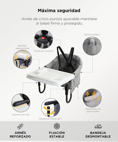 Silla De Comer Encastrable Gadnic Para Bebe Con Bandeja Arnés 5 Puntos Plegable Acero Tela Oxford  - 3