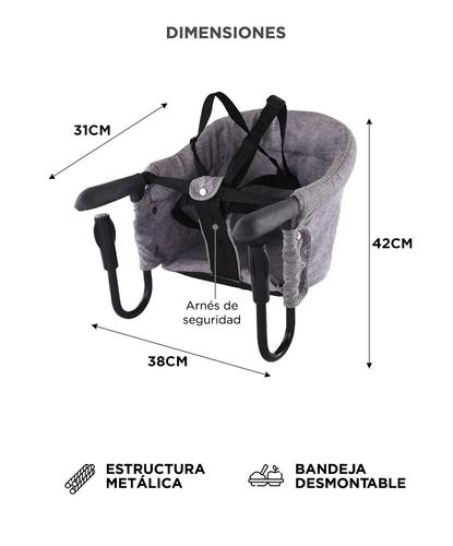 Silla De Comer Encastrable Gadnic Para Bebe Con Bandeja Arnés 5 Puntos Plegable Acero Tela Oxford  - 5