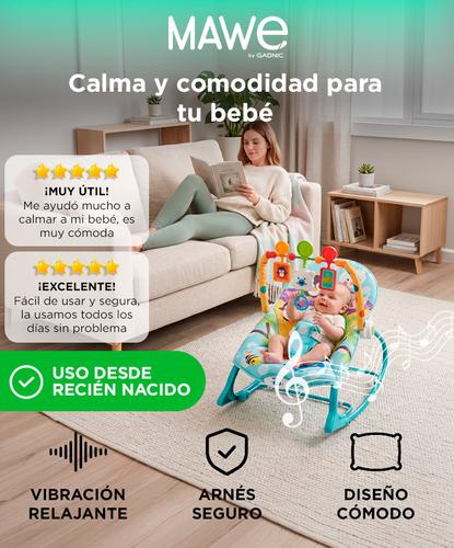 Silla Mecedora Bebé MAWE By Gadnic Vibración Música Con Arnés y Juguetes - 1