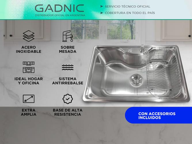 Kit de Baño Gadnic Bacha Cocina Pileta Simple  Griferia Gourmet F-A Monocomando Outlet - 1
