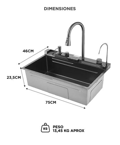 Bacha De Cocina Inteligente Rieti by Gadnic Panel Digital 46 x 75 x 23 cm Acero Inoxidable ABS Brazo Flexible Rociador - 5