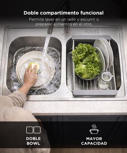 Bacha Doble Cocina Rieti By Gadnic 84cm Acero Inoxidable - 3