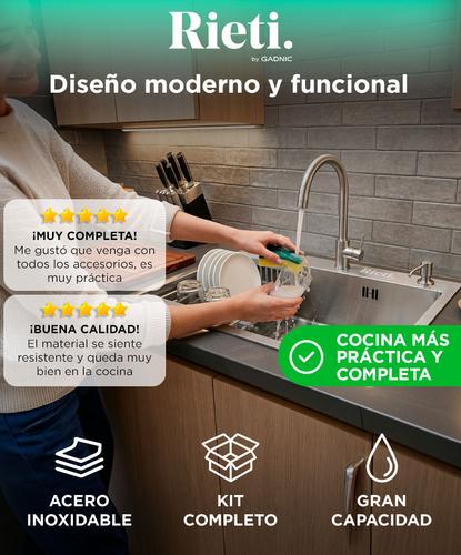 Bacha De Cocina Rieti By Gadnic Acero Inoxidable Kit Completo  - 1
