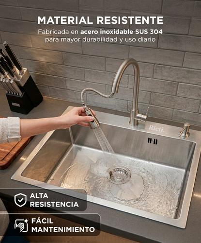 Bacha De Cocina Rieti By Gadnic Acero Inoxidable Kit Completo  - 2