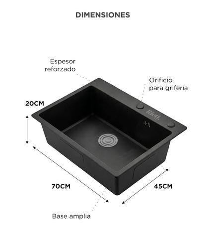 Bacha De Cocina Rieti By Gadnic Acero Inoxidable Kit Completo  - 5