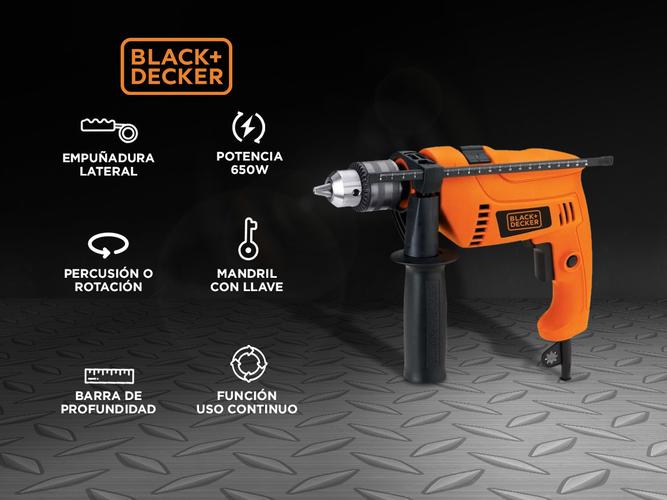 Taladro Percutor Black & Decker 13mm 650W Velocidad Variable + Maletin - 1