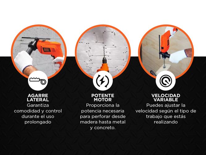 Taladro Percutor Black & Decker 13mm 650W Velocidad Variable + Maletin - 3