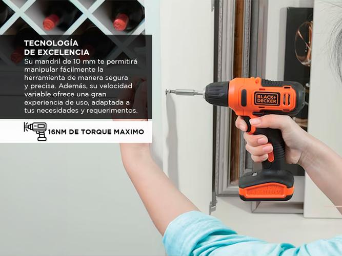 Taladro Atornillador Inalambrico Black+Decker 10mm 12v Puntas LD12S  - 2