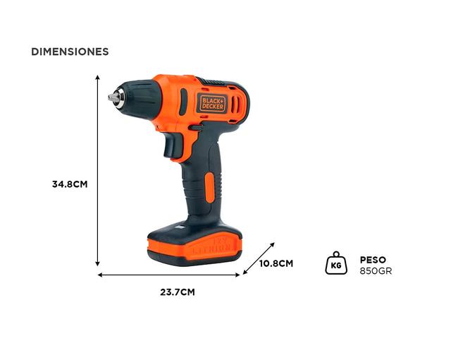 Taladro Atornillador Inalambrico Black+Decker 10mm 12v Puntas LD12S  - 4