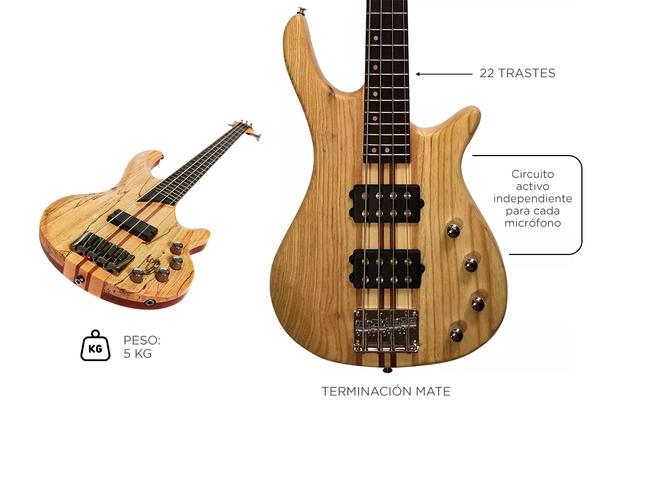 Bajo Activo Mirrs KBB640N 2 Microfonos Dobles Clavijas Tipo Gotoh Usado - 4