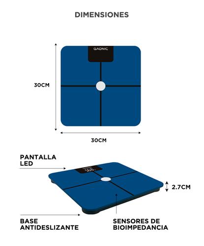 Balanza Digital Inteligente GADNIC BT Corporal 180kg Bioimpedancia - 5
