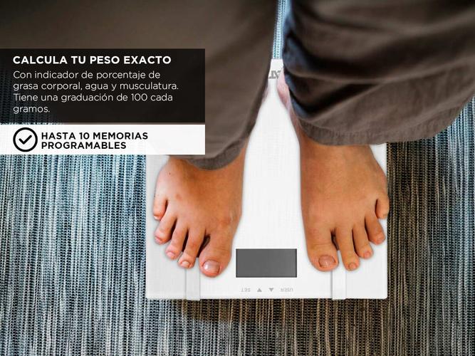 Balanza Personal Digital Atma Indicador de Grasa Corporal Capacidad 150Kg Blanca  - 2