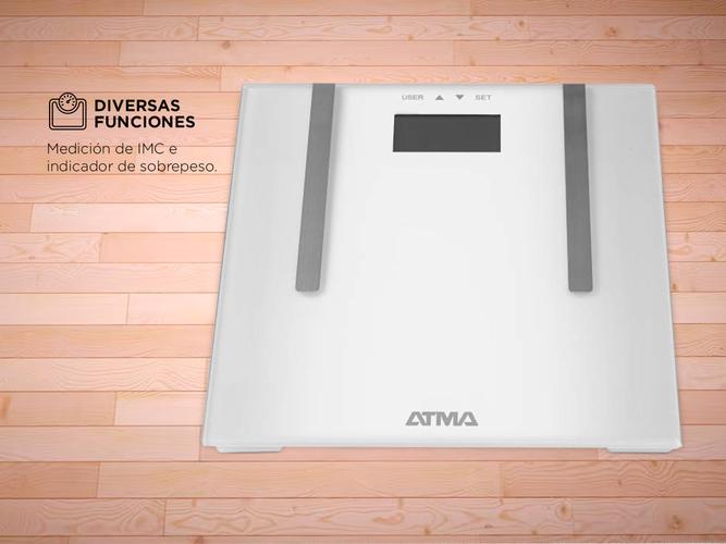 Balanza Personal Digital Atma Indicador de Grasa Corporal Capacidad 150Kg Blanca  - 3