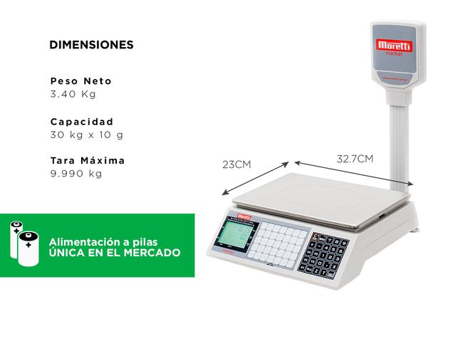 Balanza Comercial Moretti Market 30Kg 70 PLU 5 Vendedores Conexion PC / Impresor ticket - 4