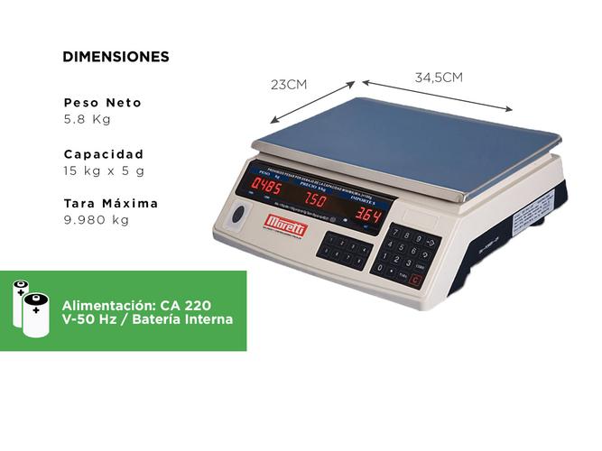 Balanza Comercial Moretti LAP 15Kg mostrador - 4