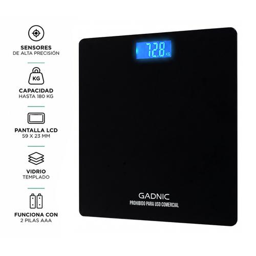 Balanza Digital de Baño Gadnic 180 kg Vidrio Reforzado - 0