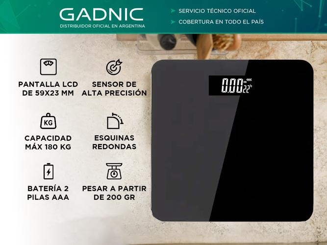 Balanza Digital de Baño Gadnic 180 kg Vidrio Reforzado - 1