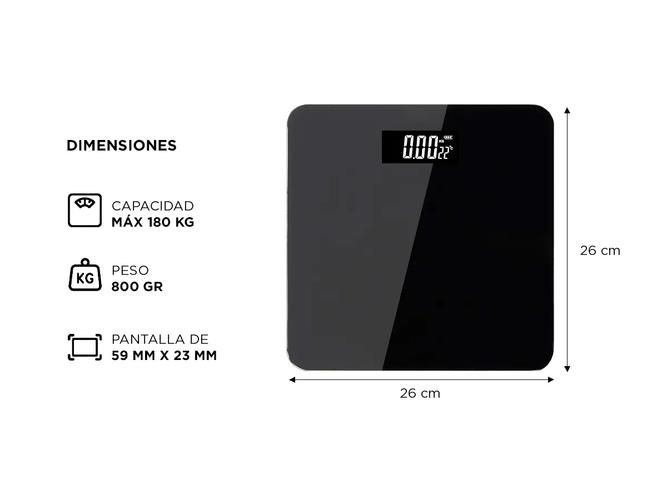 Balanza Digital de Baño Gadnic 180 kg Vidrio Reforzado - 5