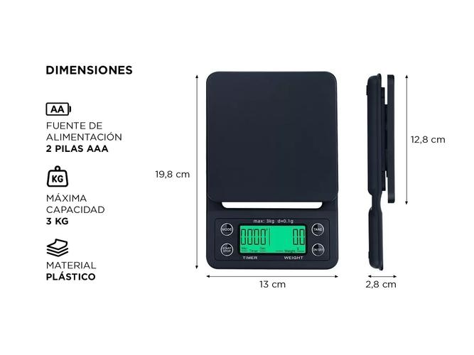 Balanza Digital de Cocina Gadnic Barista Con Temporizador - 5